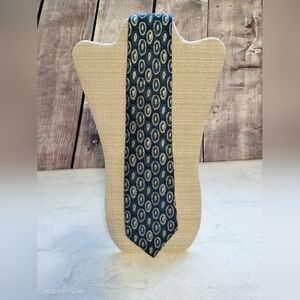 Gianni Versace Silk Necktie Tie Blue Gray Geometric Luxury Classic Made in Italy